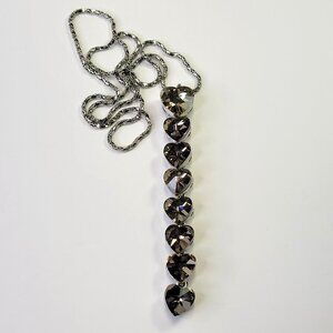 Crystal Heart Shape Pendants Necklace Long Statement Heart shape Necklace